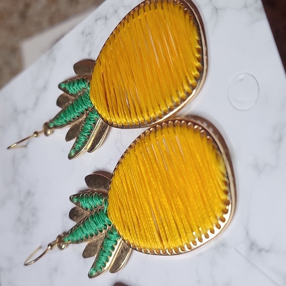 Yellow and Green Pineapple Earrings - Picture 14 of 17